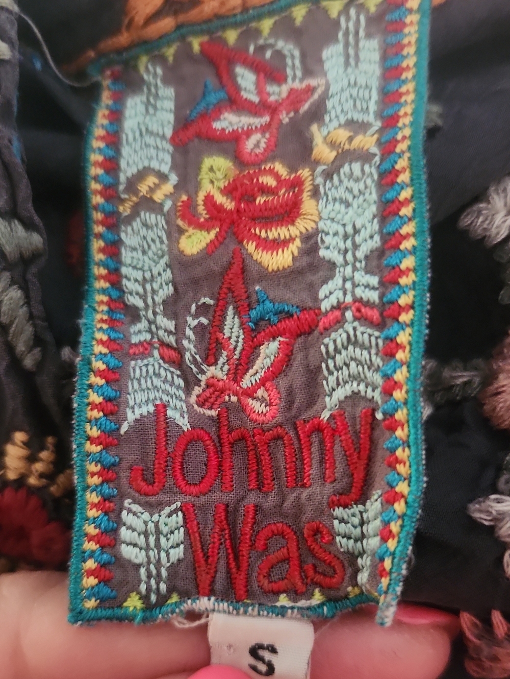 Johnny Was Embordiered Kimono Jacket Navy Blue Small - Picture 6 of 9